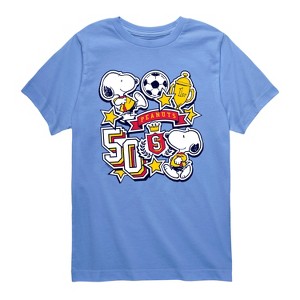 Boys' - Peanuts - Snoopy Soccer Stickers Short Sleeve Graphic T-Shirt - 1 of 4
