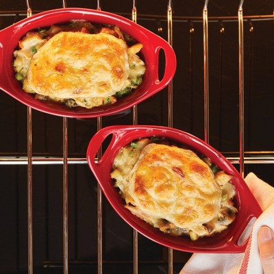 Red Ceramic Oval Au Gratin Baker Set, 12oz, Microwave & Dishwasher Safe