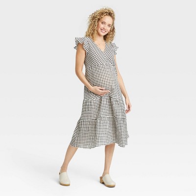 plaid flannel maternity dress