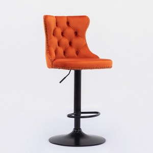 Ridstar Set of 2 Swivel Bar Stool with Adjustable Seat Height For Home Pub & Kitchen Islands-Orange - 1 of 4
