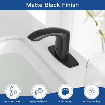Matte Black Stainless Steel Touchless Bathroom Faucet with Deck Plate