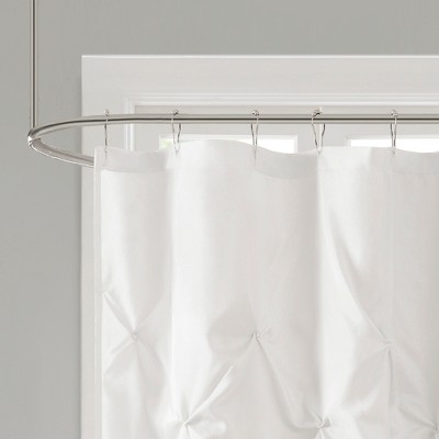 Laurel White Tufted Polyester Shower Curtain