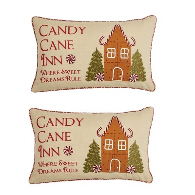 Park Designs Christmas Memories Candy Cane Inn Pillow Cover Set of 2