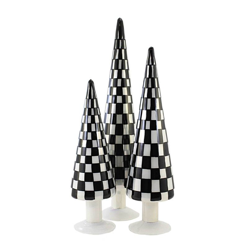 Cody Foster 18.25 In Black Trees Set Of 3 Checkered Glass Tree Tree Sculptures, 1 of 4