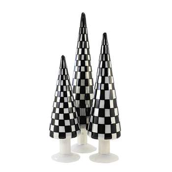 Cody Foster 18.25 In Black Trees Set Of 3 Checkered Glass Tree Tree Sculptures