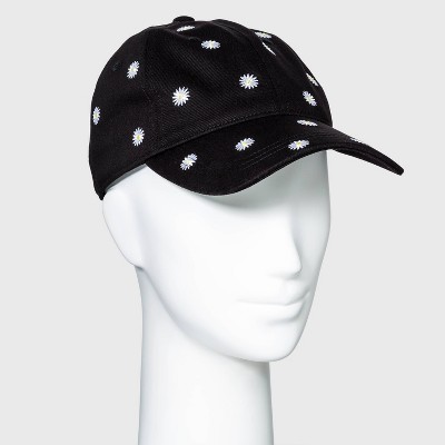 Women's Embroidered Daisy Baseball Hat - Wild Fable™ Black