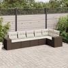 vidaXL 6 Piece Patio Sofa Set with Cushions Brown and Cream - Without Table - 2 of 4