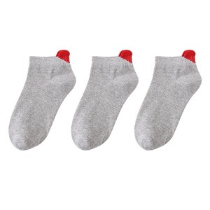 Anna-Kaci Women's Ankle Socks with Ribbed Heart-Shaped Heel Detail Soft Stretch Knit Comfort 3-Pack - 1 of 4