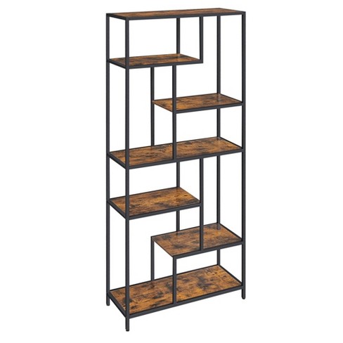 6-Tier Bookshelf 70.9 inch Tall Bookcase, 12-Shelf Industrial Display Shelves - Brown