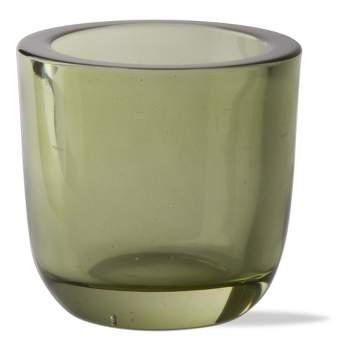 tagltd Classic Tealight Holder Foliage Green Glass Candle Holder, 3.14L x 3.14W x 3.07H inches