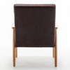 Vynxaria Classic Mid-Century Modern Arm Chair with Solid Wood Arms & Leather-Look Upholstery - 2 of 4