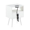 Natural 15.75" Rattan End Table with Power Outlet, USB Ports, Drawer and Solid Wood Legs - Modern Nightstand/Side Table - 4 of 4
