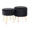 CAVINAS Round Storage Ottoman Bench,Storage Ottoman with Removable Lids and Matching Stool for Living Room,Bedroom,White/Black - 2 of 4