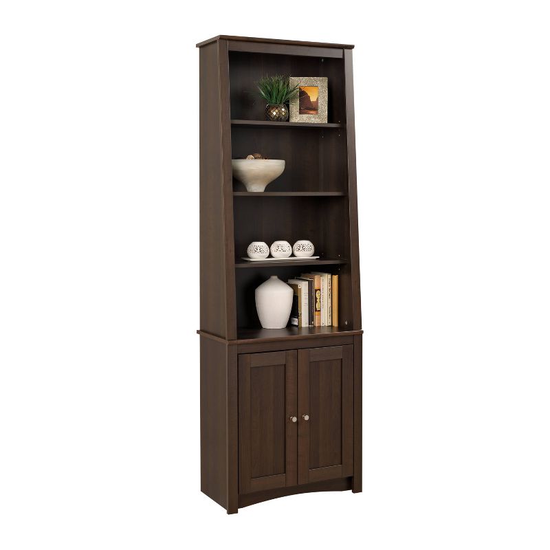 Tall Slant-Back Bookcase with 2 Shaker Doors Espresso - Prepac, 6 of 8