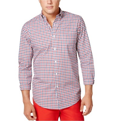Club Room Mens Gingham Button Up Shirt