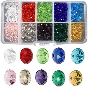 JDICTION 10 Colors 8mm Crystal Glass Beads - 300pcs Faceted Spacer Beads with Container Box for Jewelry Craft - 1 of 4