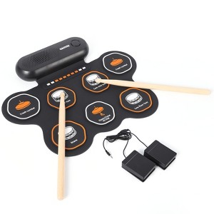 9 Pads Electric Drum Set, Portable Roll Up Electronic Drum Pad with , Pedals & Sticks, Recording Function, Great Holiday Xmas Birthday Gift for Kids - 1 of 4