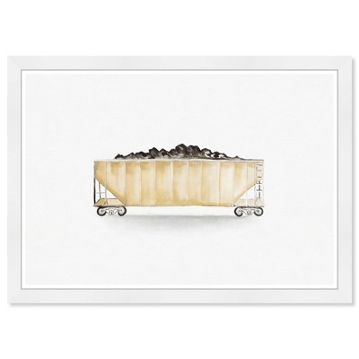 21" x 15" Yellow Coal Train Transportation Framed Art Print - Wynwood Studio: Modern Decor, Plastic White Frame, Wire Mount, Digital Art