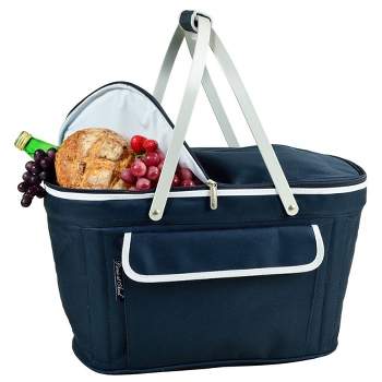 Picnic at Ascot Large Family Size Insulated Folding Collapsible Picnic Basket Cooler with Sewn in Frame
