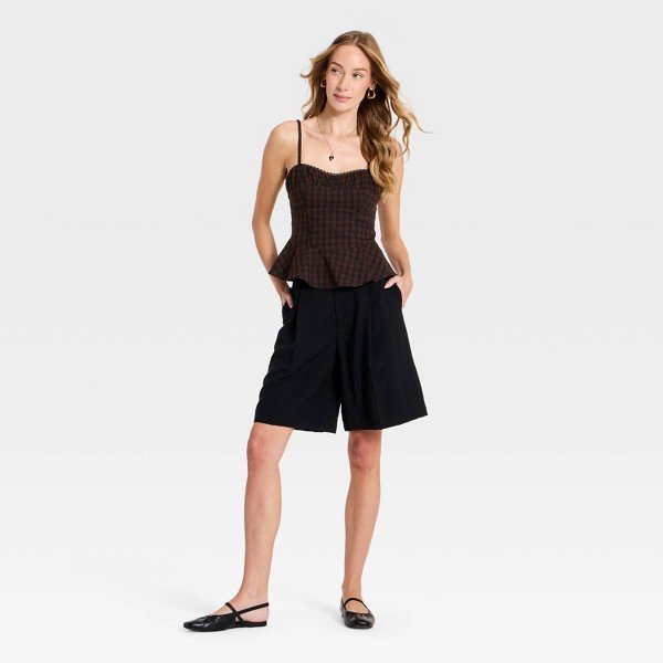 Top de tirantes con corsé para mujer - A New Day™ Negro/Cuadros café 3