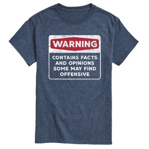 Men's - Instant Message - Warning Contains Facts And Opinions Short Sleeve Graphic T-Shirt - 1 of 4