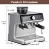 GustoWave Semi Automatic Espresso Machine with Grinder, Milk Frother & 2.8L Water Tank, 20 BAR Pump - 4 of 4