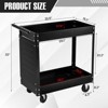 2 Tray Tool Cart, 400 LBS Capacity Rolling Tool Carts On Wheels, Heavy Duty Utility Cart with Pegboard, Mechanic Tool Storage Cart - 4 of 4
