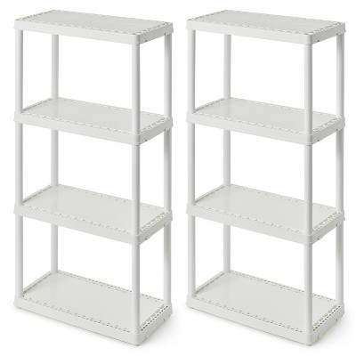 Gracious Living 4 Shelf Fixed Height Solid Light Duty Storage Unit 24 x 12 x 48" Organizer System for Home, Garage, Basement & Laundry, White (2 Pack)