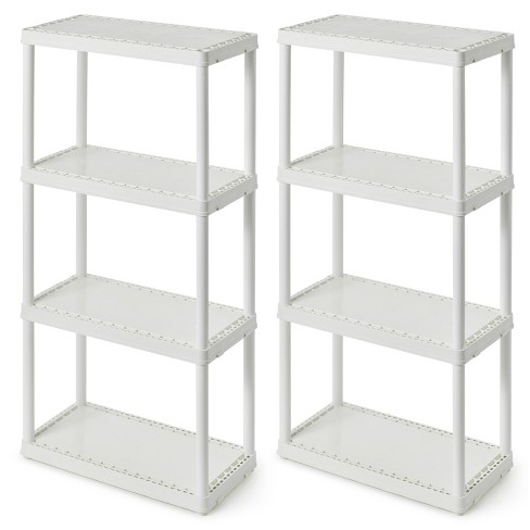 2-Pack White 4-Tier Plastic Garage Storage Shelving Unit (24 in. W x 48 in.  H x 12 in. D)