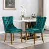 FONTOI Dining Chairs Set of 2 with Nailhead Trim, Comfy Accent Chair with Curved Legs for Dining Room, Green, 19.7"*37.5"*24.6" - 2 of 4