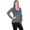 24seven Comfort Apparel Womens Solid Long Sleeve Scoop Neck Plus Size Top - 2 of 4