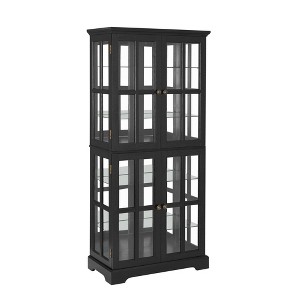 ChicFurnit Decorative Storage Cabinet Antique Display Cabinet with Glass Doors for Collectibles, Black, 38.39"*20.28"*14.57" - 1 of 4
