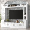 Wall Unit Entertainment Center with Bookshelves for TVs Up to 80", Large TV Stand Media Console with Glass Doors&Adjustable Shelves - ModernLuxe - 2 of 4