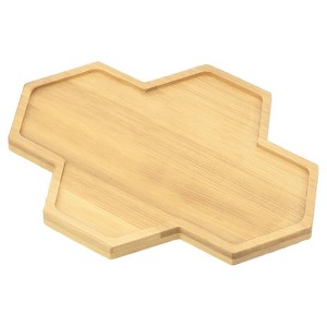 Unique Bargains Home Indoor Polygonal Bamboo Plant Pot Saucer Flower Drip Trays 19x14.5 Inch Wood Color - 1 of 4