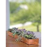 Gardener's Supply Company Rectangular Copper Plant Tray | 24" x 5" Leakproof Planting Pot for Houseplants & Succulents | Holiday Centerpiece Display
