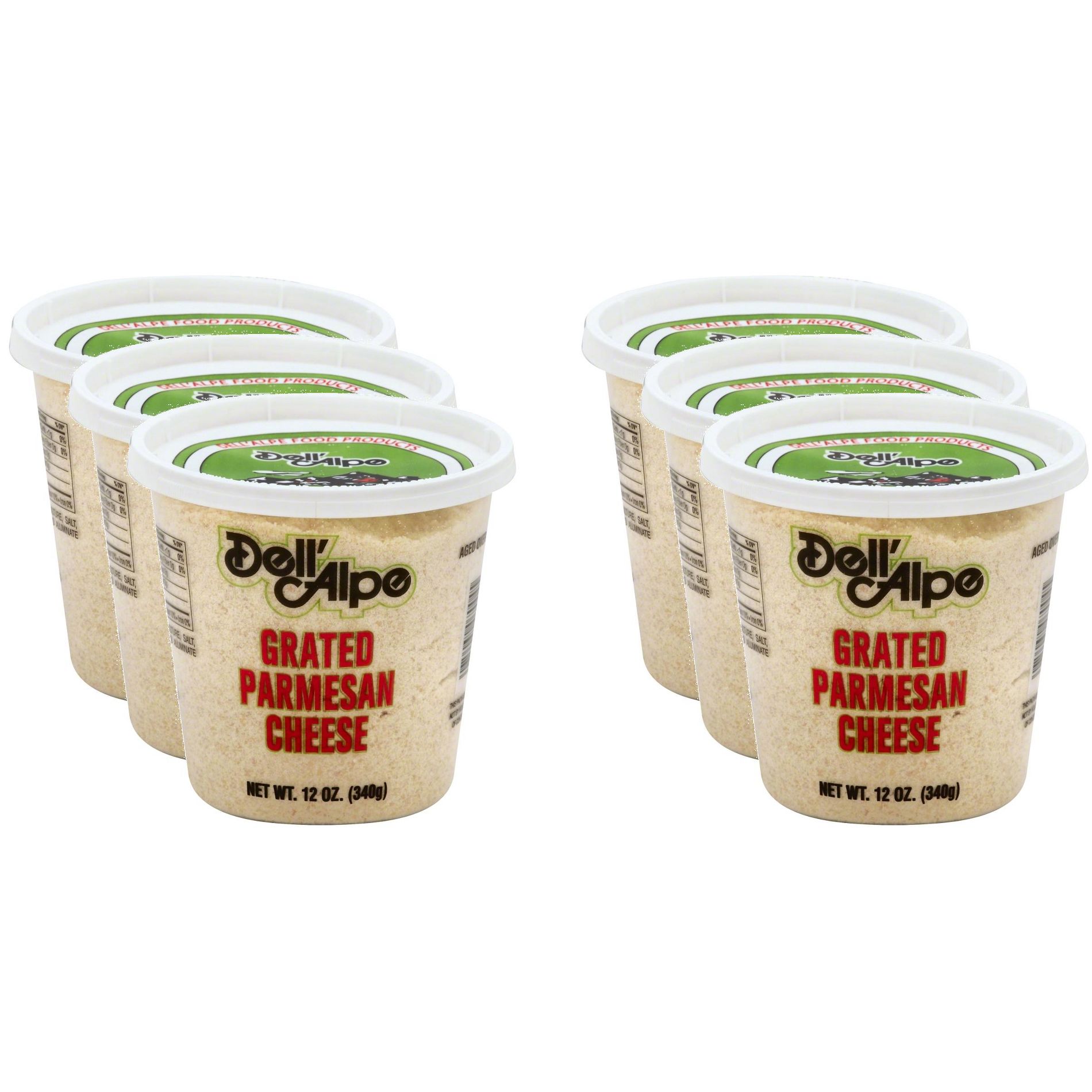 Dell Alpe Parmesan Grated - 12 oz (Pack of 6)