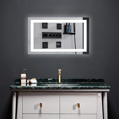 Golden State Art LED 32" to 40" Lighted Wall Mounted Anti-Fog Rectangle Mirror