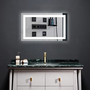 Golden State Art LED 32" to 40" Lighted Wall Mounted Anti-Fog Rectangle Mirror - 1 of 4