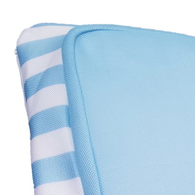 Blue and White Striped Foam Pool Lounger with Pillow Headrest