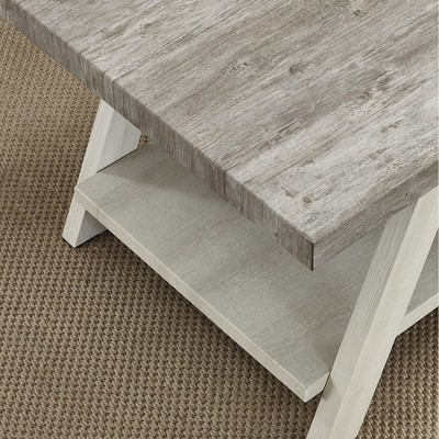 Athens Gray and Beige Rectangular Wood Shelf End Table