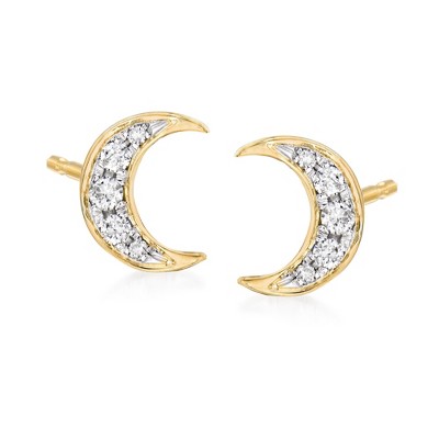Ross-Simons 0.12 ct. t.w. Diamond Moon Stud Earrings in 18kt Gold Over Sterling