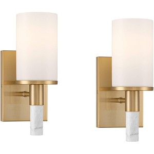 Possini Euro Design Possini Euro Lucius 11"H Soft Gold & Marble Wall Sconce Set of 2 - 1 of 4