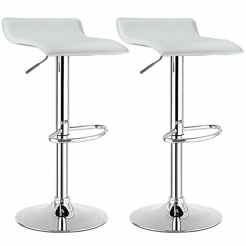 Costway Set of 4 Swivel Bar Stool PU Leather Adjustable Kitchen Counter Bar Chair White, 5 of 11