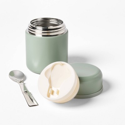 13.5oz Double Walled Stainless Steel Vacuum Food Jar with Spoon Green - Figmint™