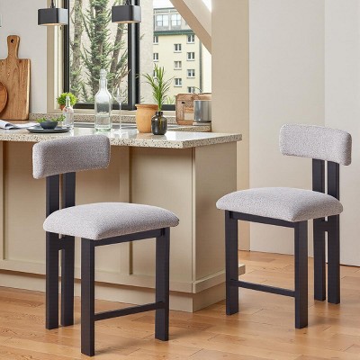Set of 2 Modern Counter Stools with Metal Frame, Indoor Upholstered Seating for Kitchen Island or Home Bar – The Pop Home