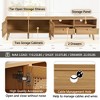 Boho TV Stand for TVs up to 85", Modern Farmhouse Media Console with Solid Wood Legs, Rattan Decoration, 2 Drawers, 2 Cabinets & 2 Open Shelves - 3 of 4
