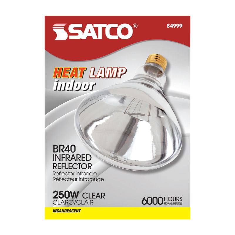 Satco 250 W BR40 Heat Lamp Incandescent Bulb E26 (Medium) Warm White (S4999) 1 pk, 1 of 2