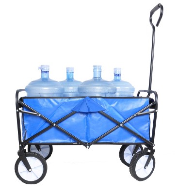 Racxily Folding Wagon Garden Shopping Beach Cart, Utility Grocery Car with Side Pocket for Camping Garden Sports