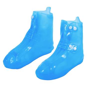 Unique Bargains Unisex Waterproof Reusable Rain Shoe Covers Ankle High Top  Boots Non-slip Pair Light Blue S : Target