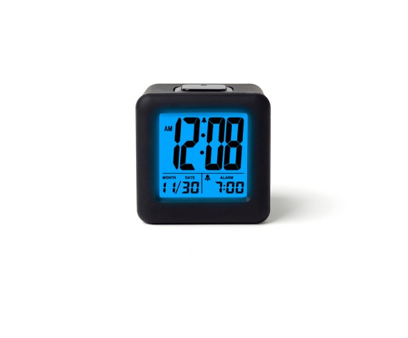 Rubber Cube Calendar Smart Light Table Clock Black - Timelink
